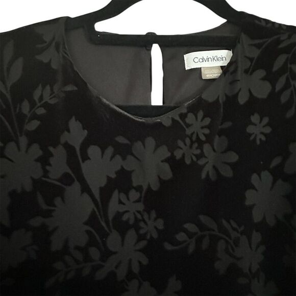 Calvin Klein Women's Petite Black Floral Long Sleeve Party Dress 4 - Picture 3 of 8